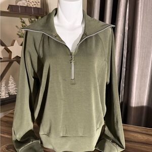 W.A.Y Wonderful & Young Half Zip Pullover | Olive Green | Size S